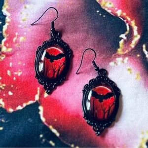 📦 REDUCED! Flying Bats Black and Red Earrings